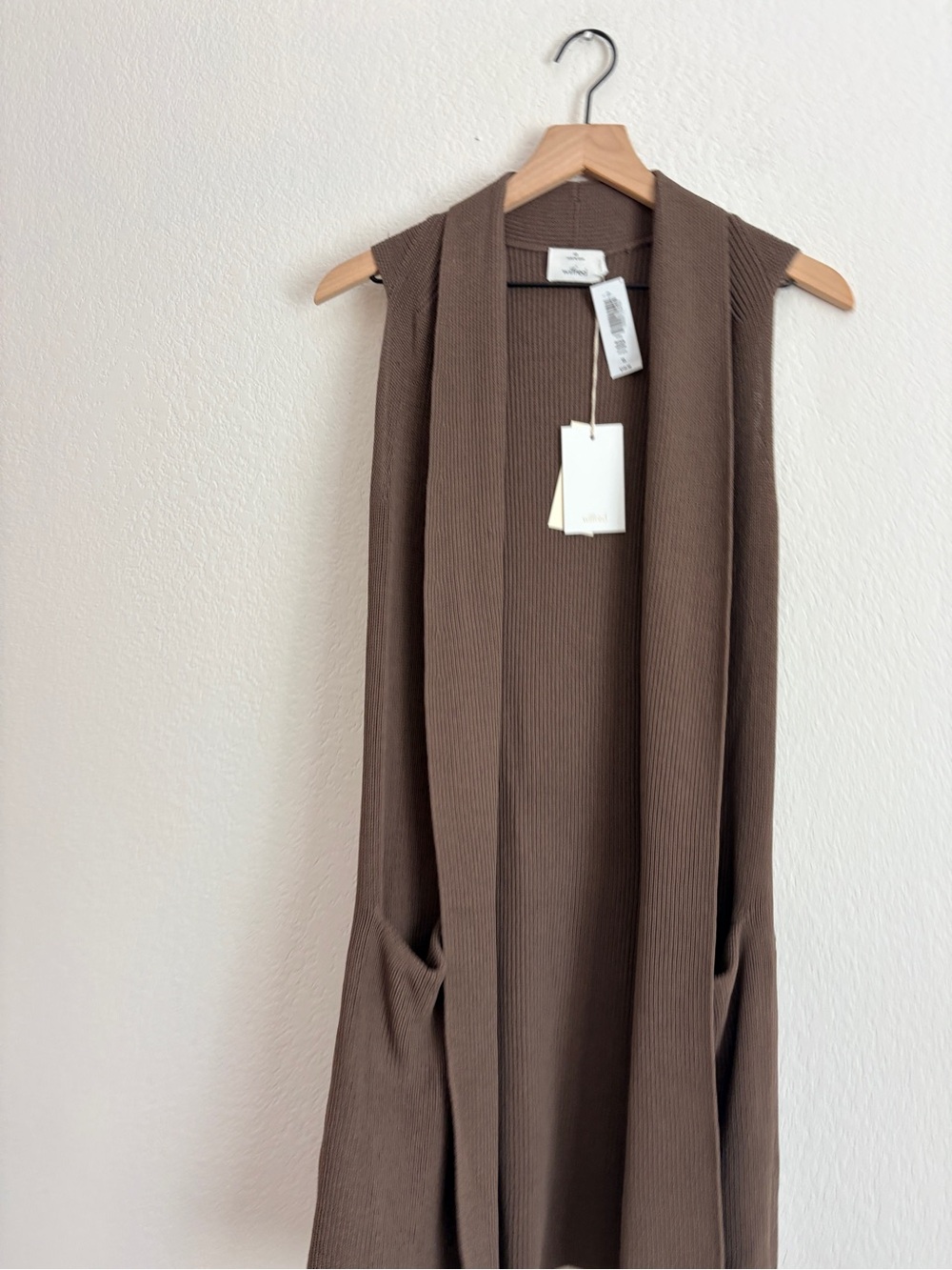 NWT Wilfred Dunkirk Sweater Sleeveless Ribbed Long Vest Chocolate Brown - Picture 5 of 11